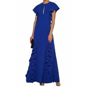 Sachin & Babi Noir Keyhole Ruffle Trim Royal Blue Dress